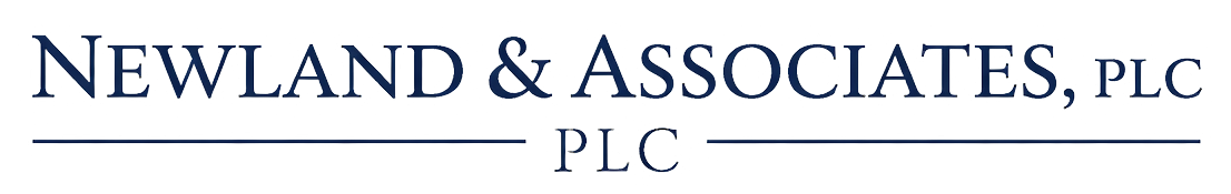 Newland and Associates PLC law firm logo with PLC tagline on a transparent background